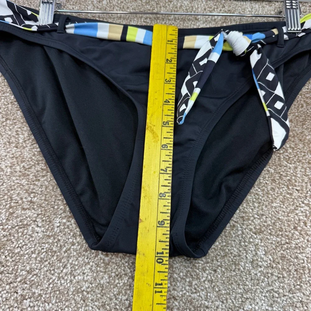 Jag Womens XL Swimsuit Bottoms Black Geometric Side Tie Swim Wear Bikini Beach